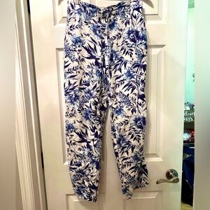 Blue Floral Cargo Pants- Size Medium